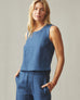 Women's Linen Tank - Marine Navy